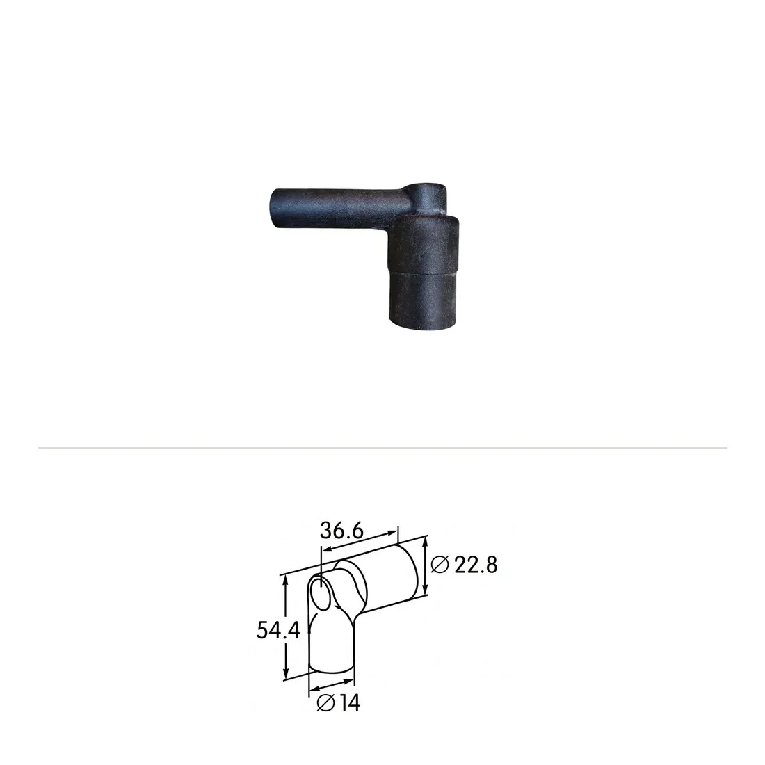 Ignition Spark Cable Boot &mdash; 90&deg; Bakelite Cap Connector (Black) by R.K. Instruments & Controls, black bakelite 90-degree ignition electrode connector
